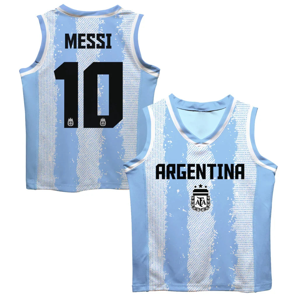 Lionel Messi Argentina National Team Vive La Fete Mesh Basketball Jersey - Light Blue
