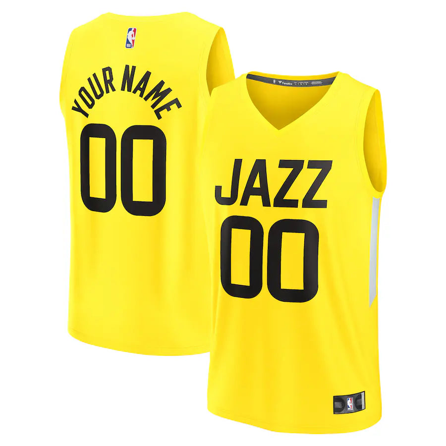Utah Jazz Fanatics Fast Break Custom Jersey - Icon Edition - Yellow