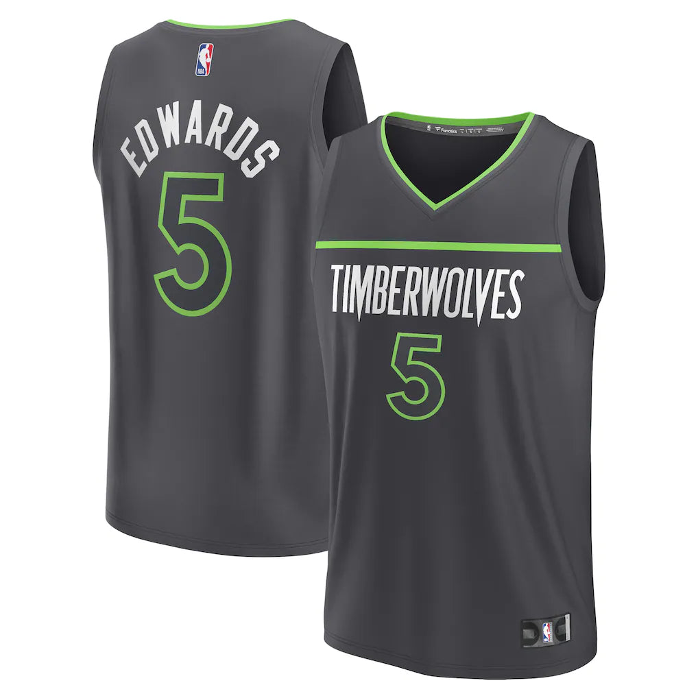 Anthony Edwards Minnesota Timberwolves Fanatics Fast Break Player Jersey - Statement Edition - Anthracite