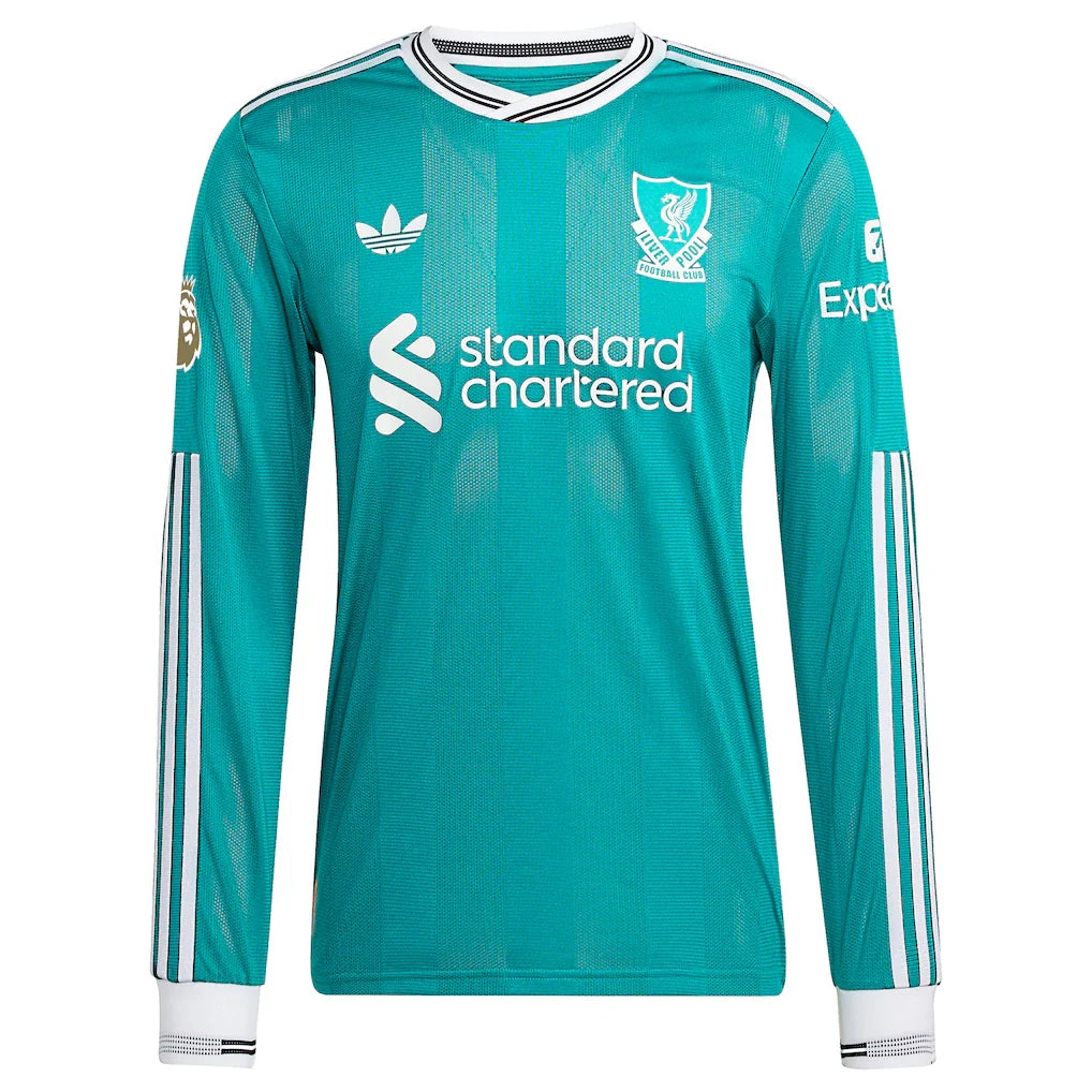 Liverpool adidas 2025/26 Third Authentic Long Sleeve Custom Jersey - Green