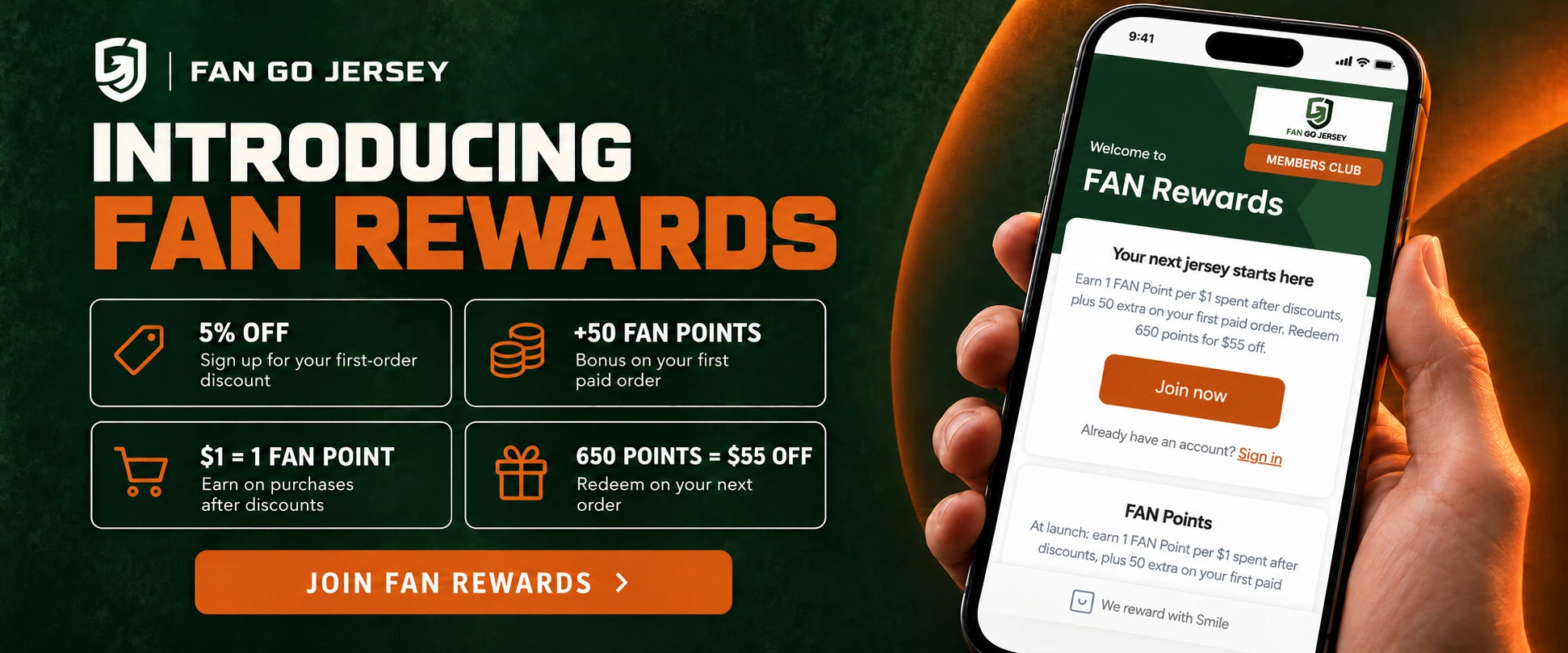 Introducing FAN Rewards. Join and earn points on your purchases.